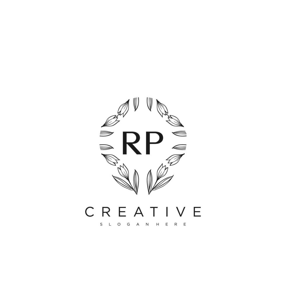 RP Initial Letter Flower Logo Template Vector premium vector art