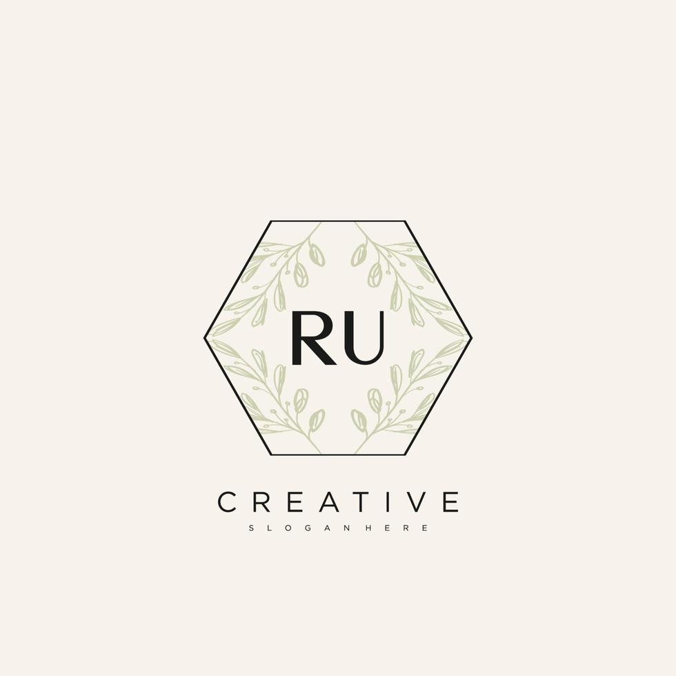 RU Initial Letter Flower Logo Template Vector premium vector art