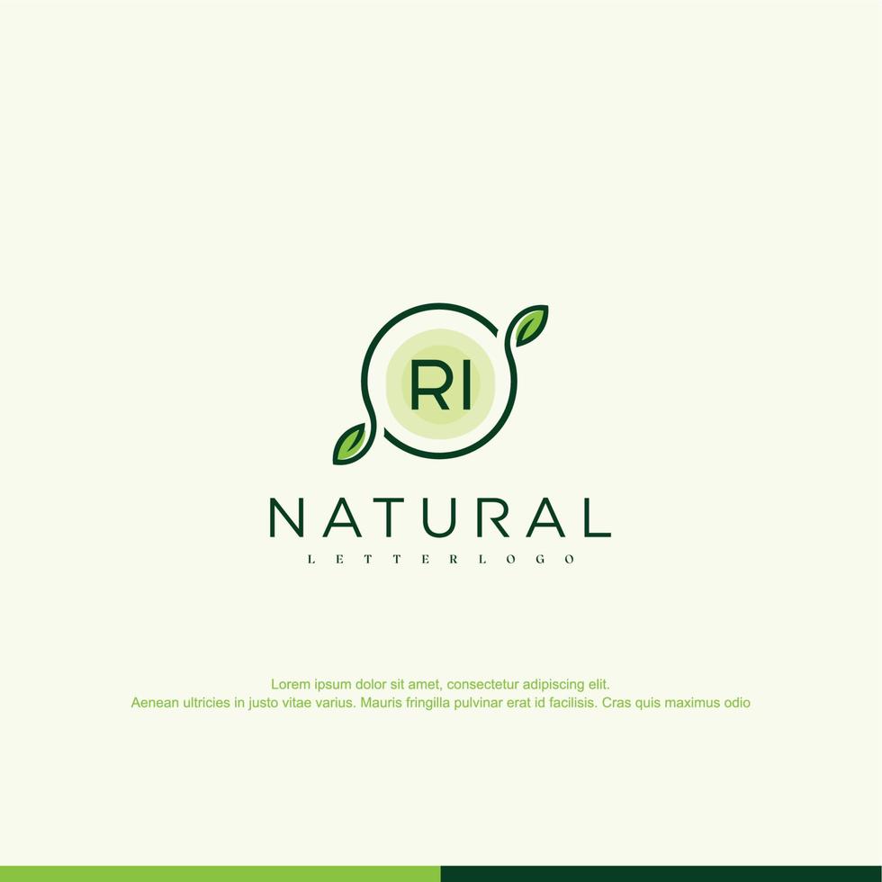 logotipo natural inicial de ri vector