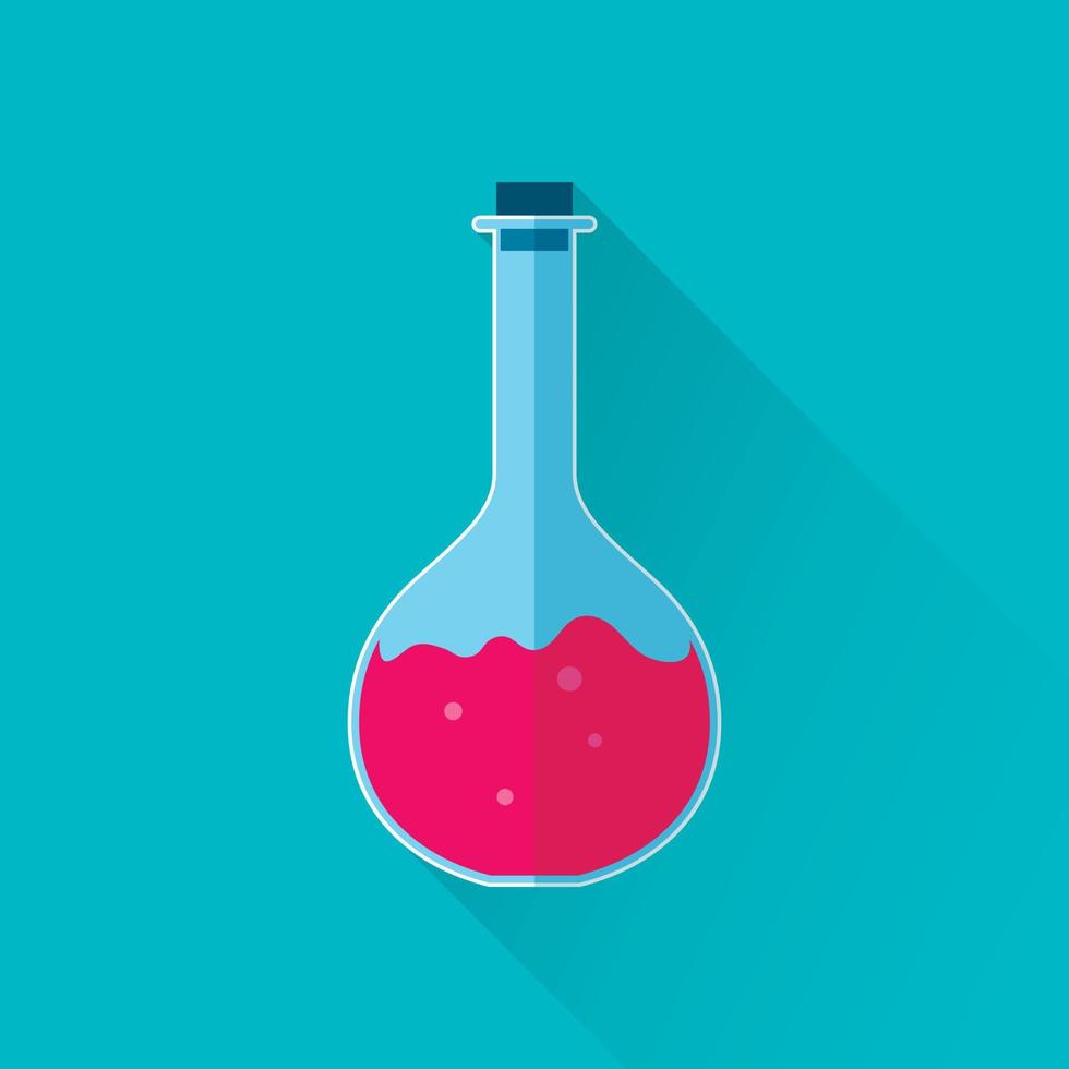Round flask with pink liquid vector
