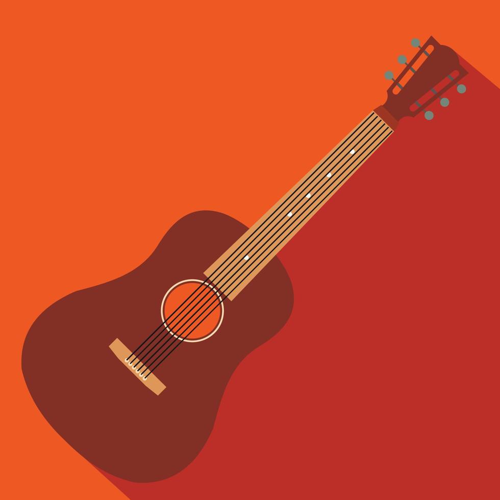 Acoustic guitar flat icon vector