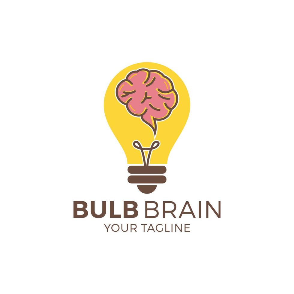 diseño de símbolo de icono de bulbo cerebral. plantilla de diseño de logotipo de idea creativa vector