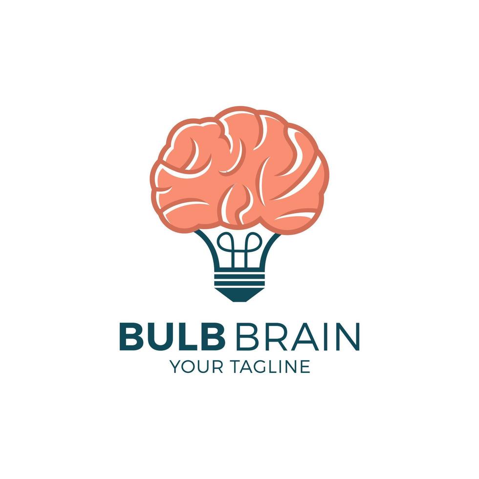 diseño de símbolo de icono de bulbo cerebral. plantilla de diseño de logotipo de idea creativa vector