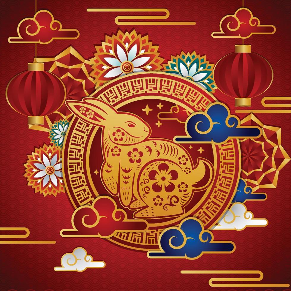 Chinese New Year Rabbit Water Concept vector