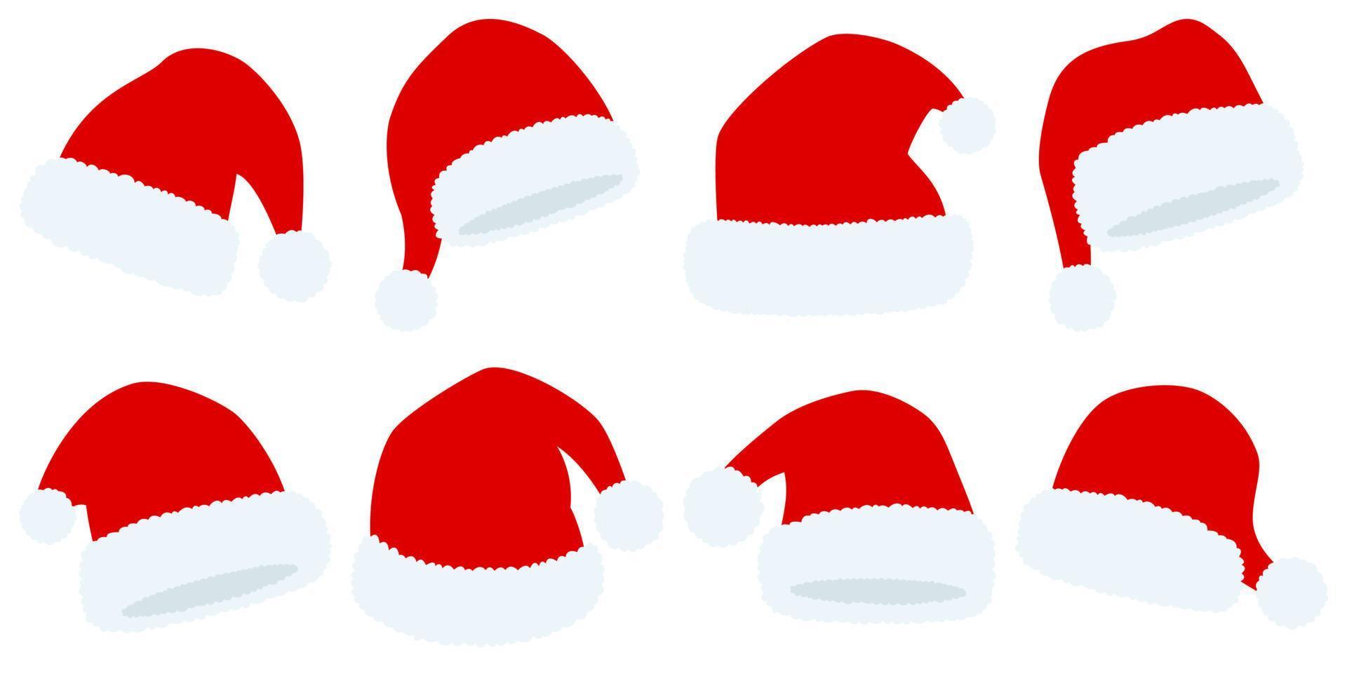 Set of Santa Claus hat isolated on white background vector