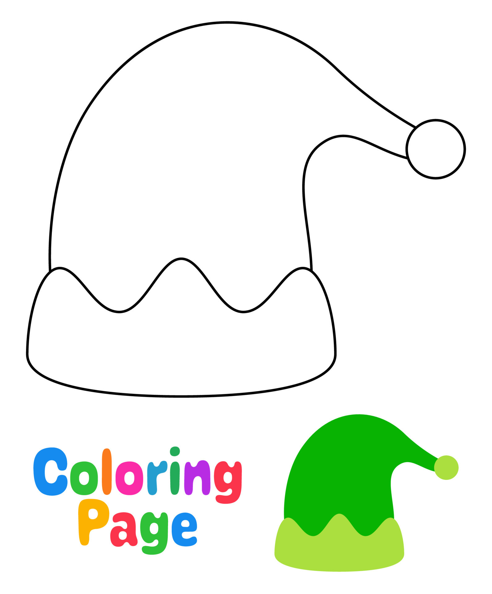 Coloring page with Elf hat for kids 13971659 Vector Art at Vecteezy