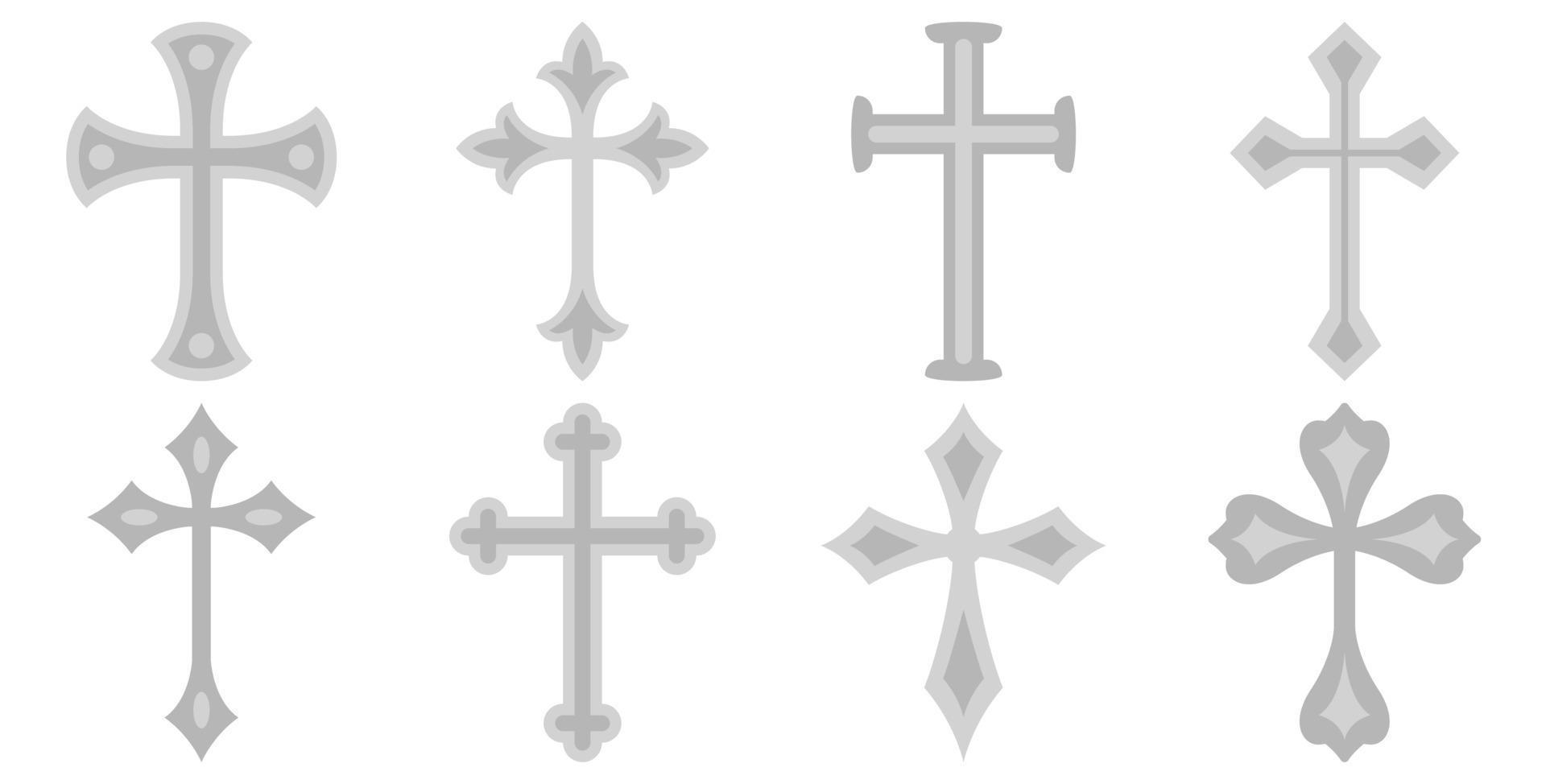 Set of Christian Cross isolated on white background vector