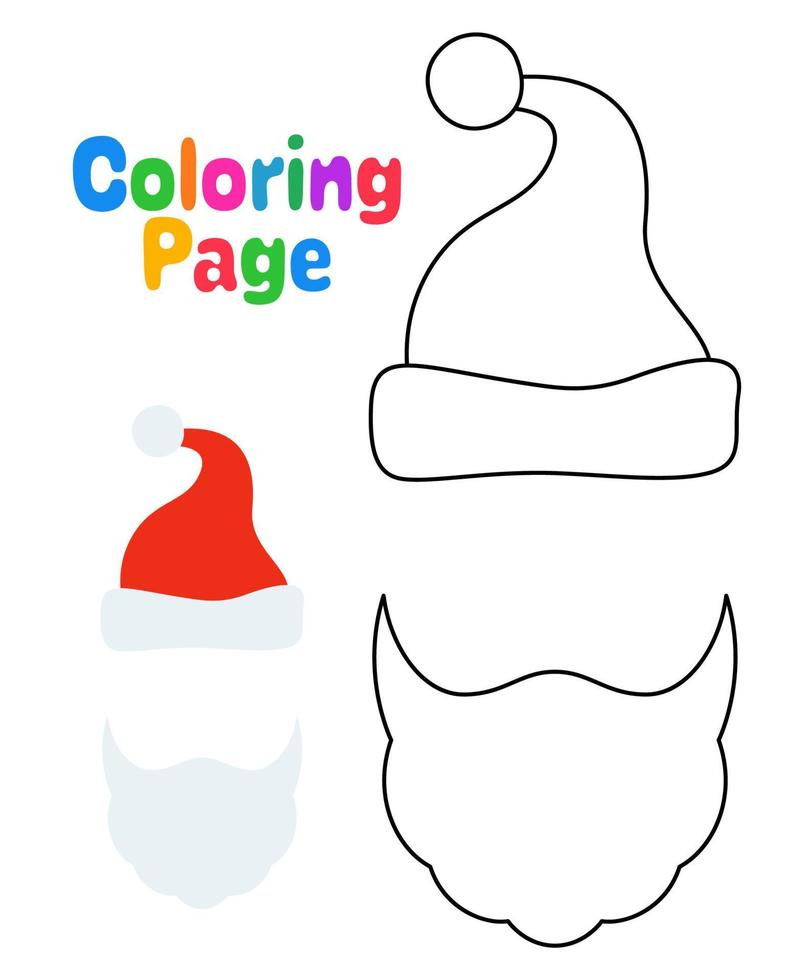 Coloring page with Beard with christmas hat for kids vector