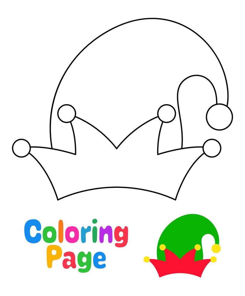 Coloring page with Elf hat for kids vector