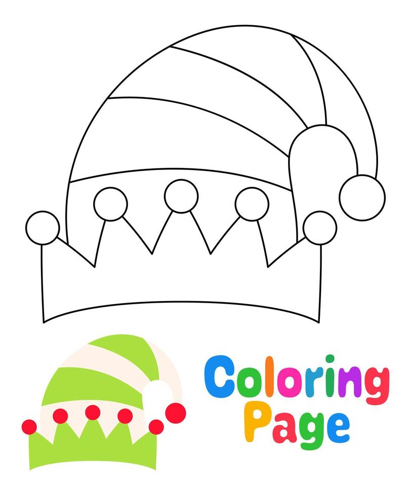 Coloring page with Elf hat for kids vector