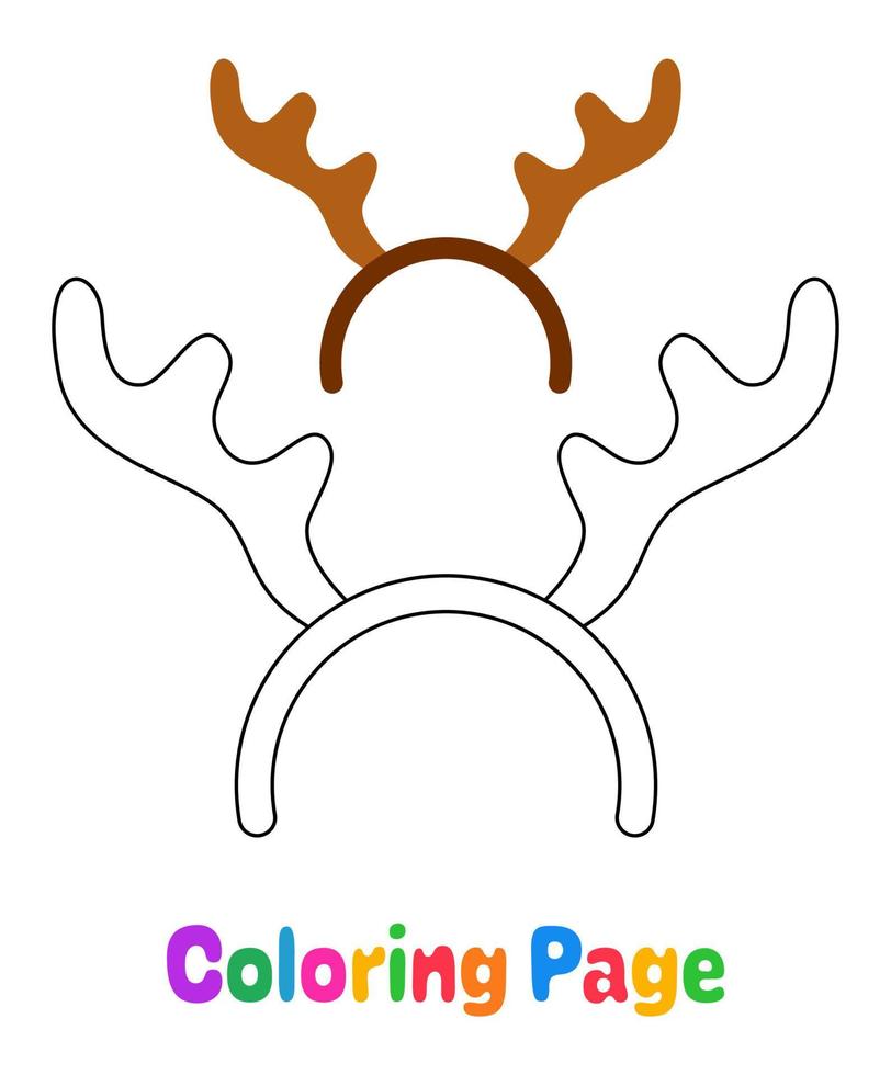 Coloring page with Deer antlers headband for kids vector