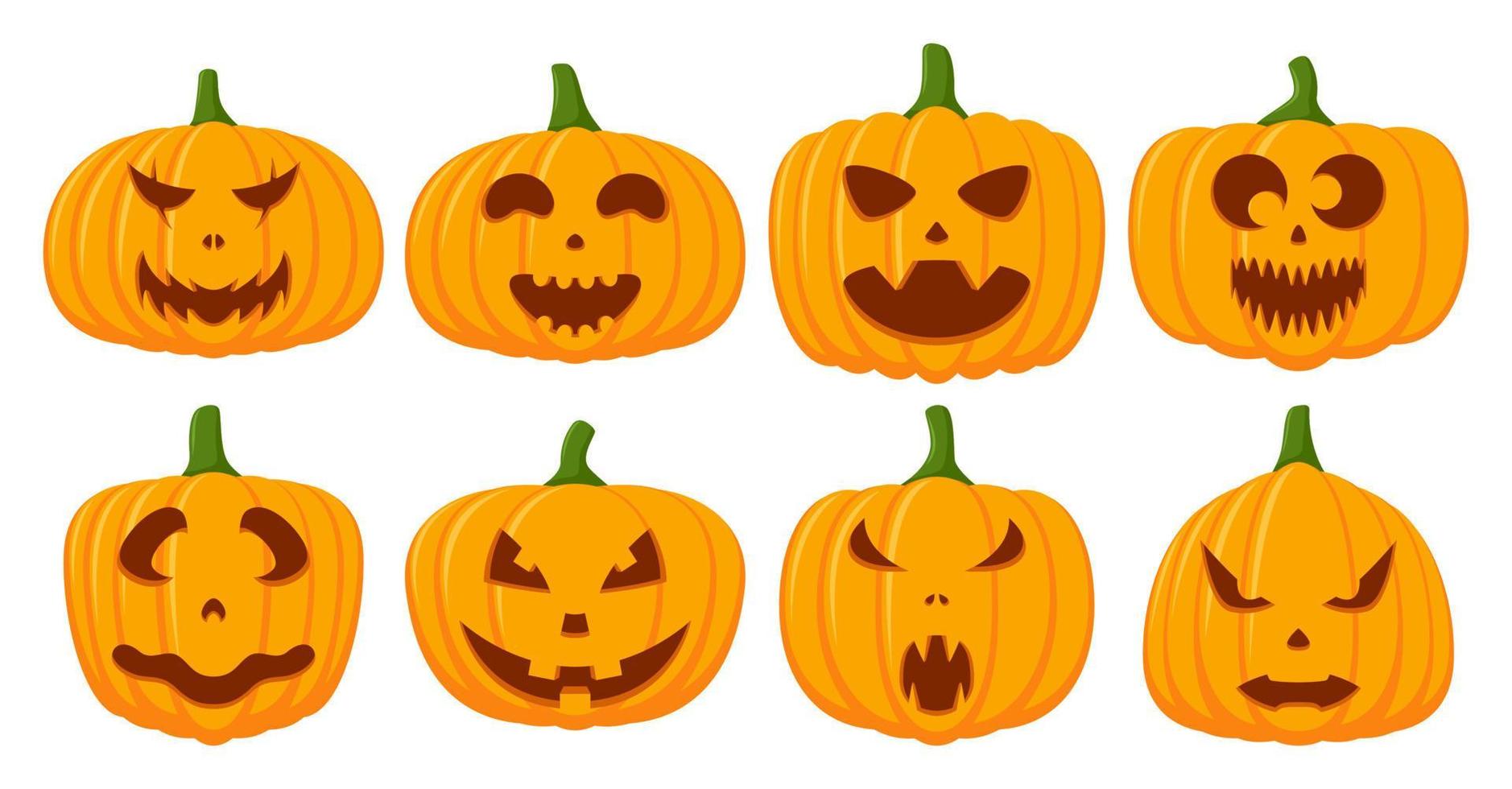 Halloween Pumpkin Face Collection, Vector illustration