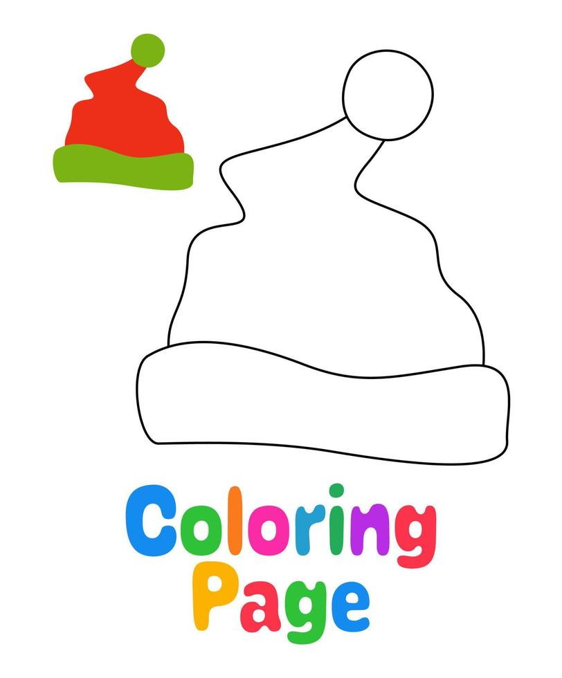 Coloring page with Elf hat for kids vector