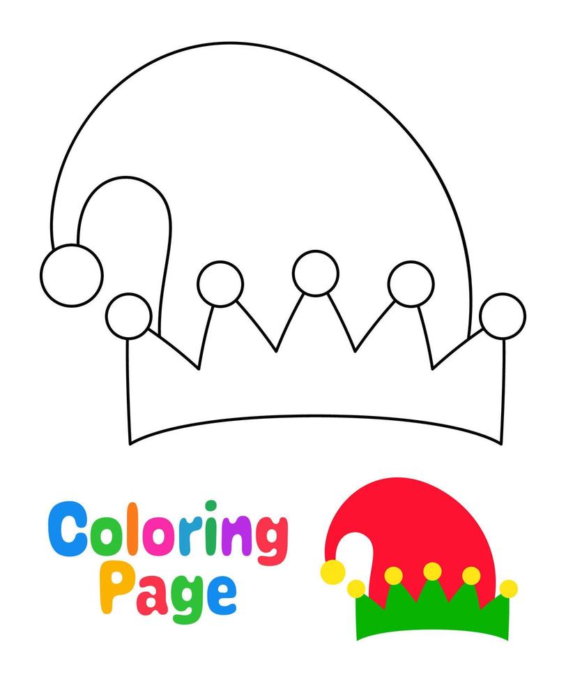 Coloring page with Elf hat for kids vector