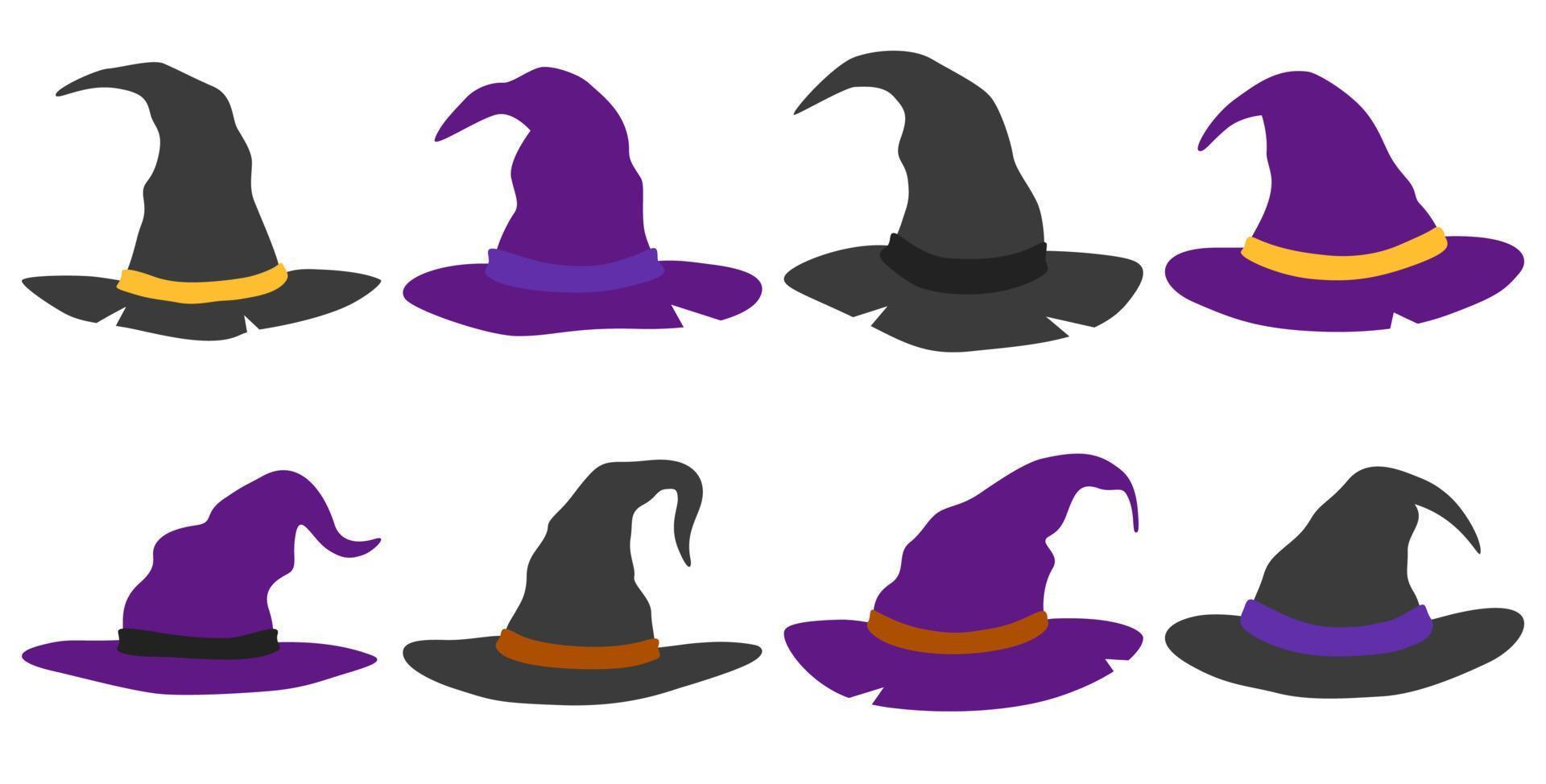 Set of Wizard Hat isolated on white background vector