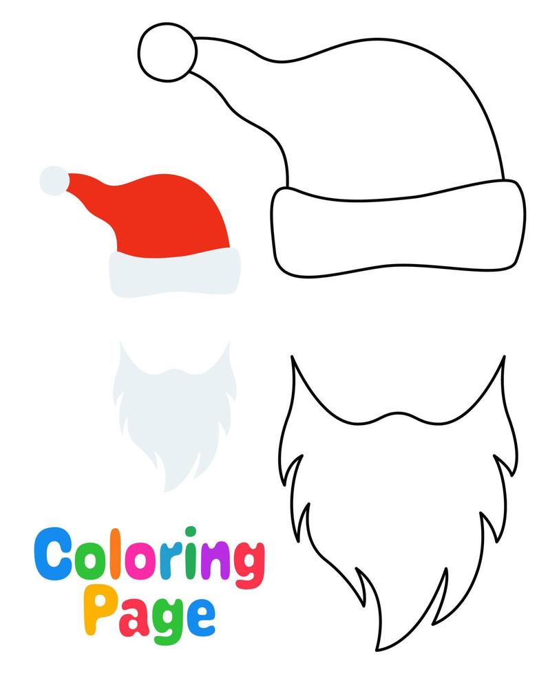 página para colorear con barba con sombrero de navidad para niños vector