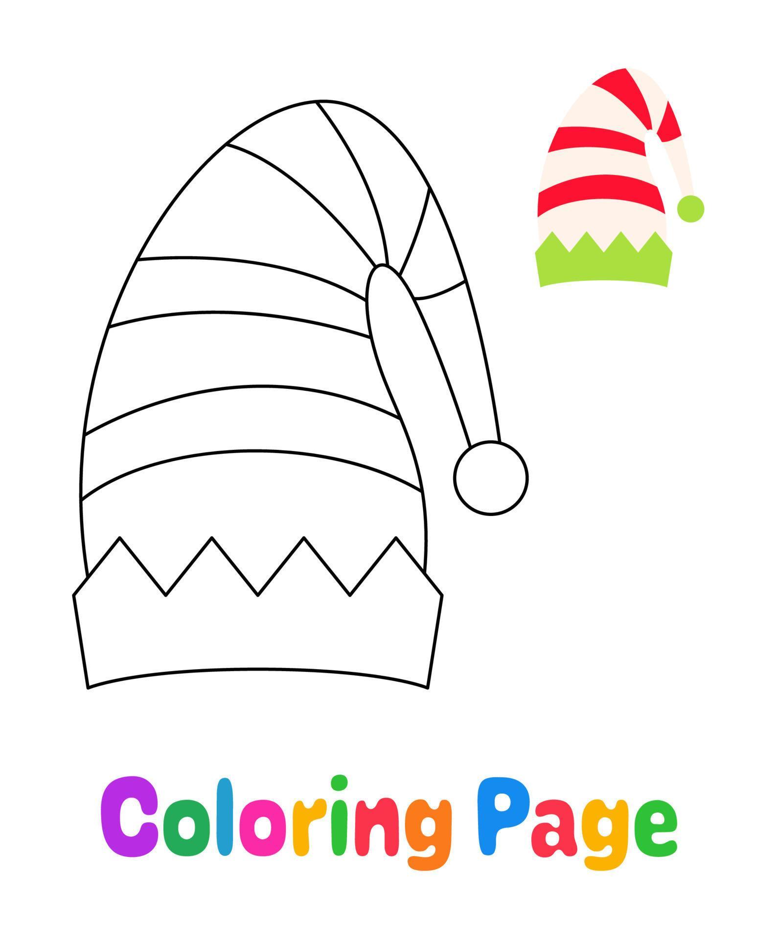 Coloring page with Elf hat for kids 13971740 Vector Art at Vecteezy