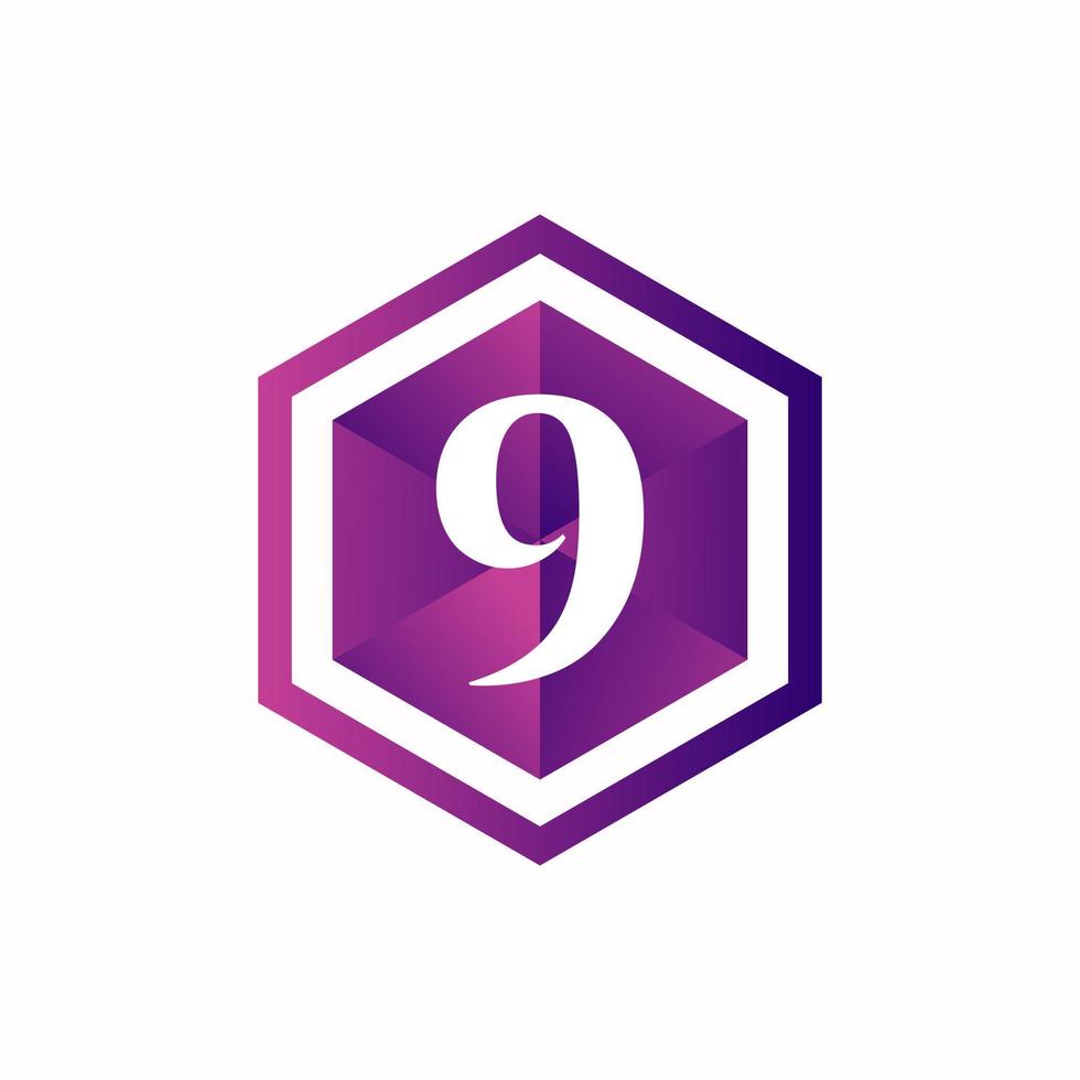 Abstract 9 letter modern initial logo design vector