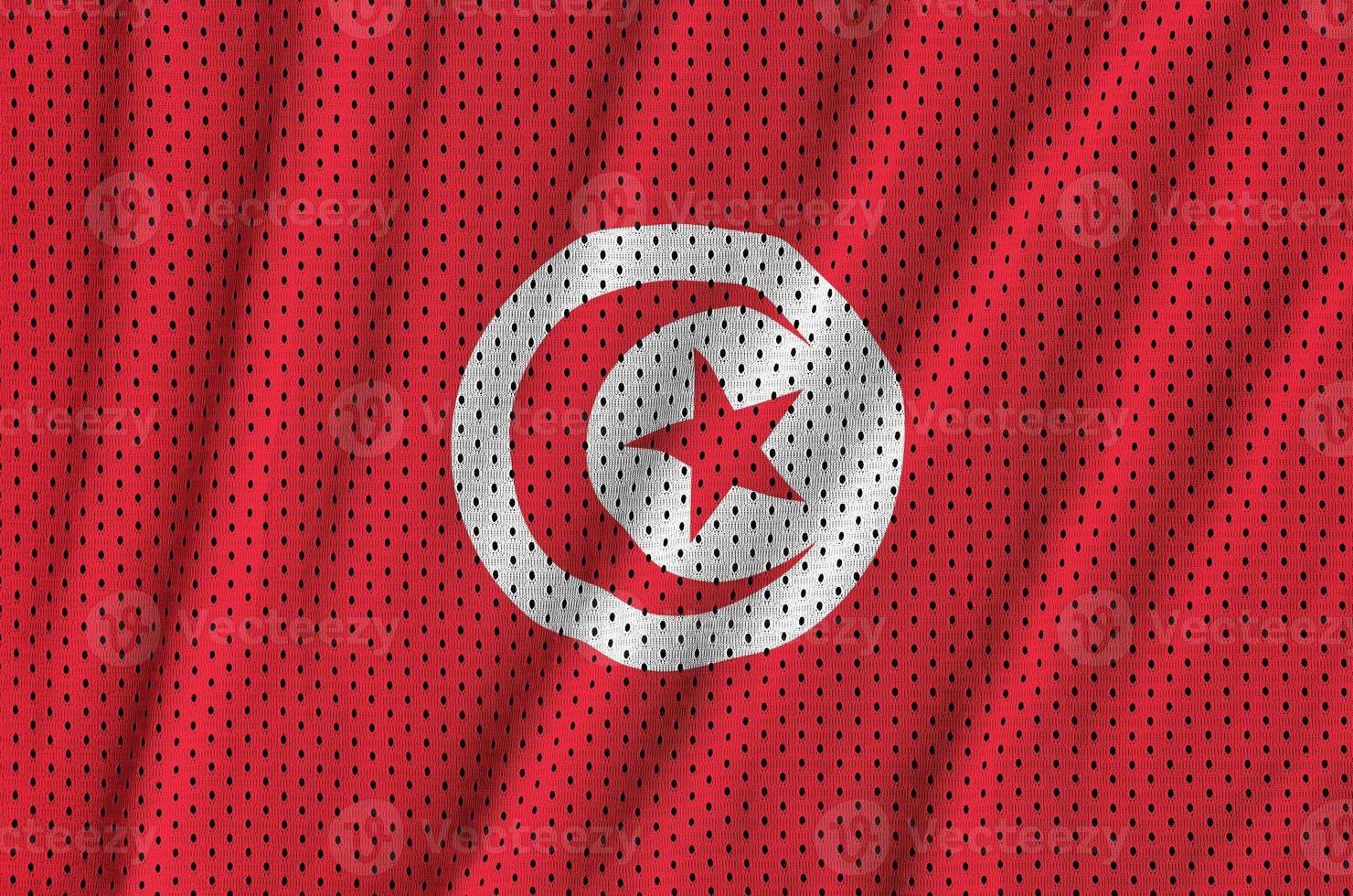 Tunisia flag printed on a polyester nylon sportswear mesh fabric photo