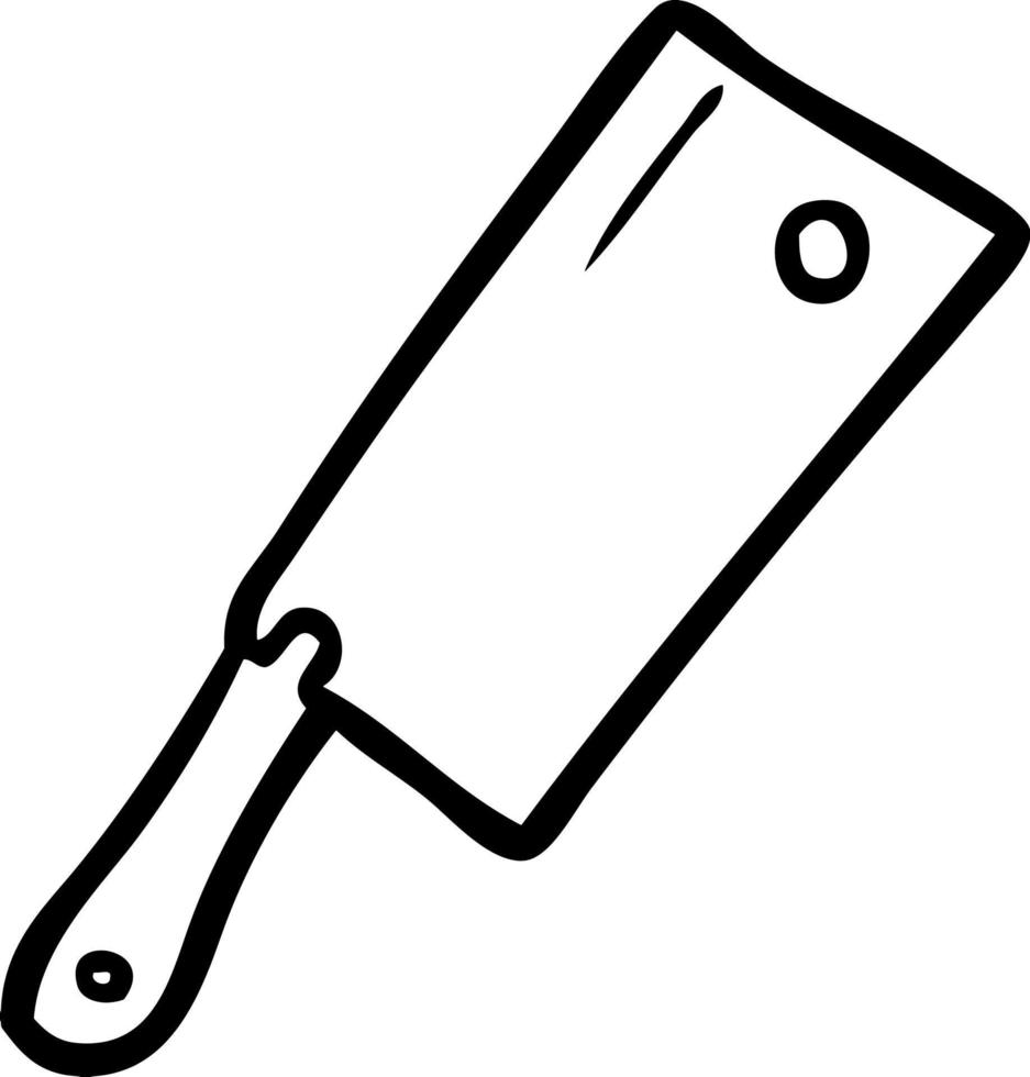 Line drawing cartoon cute meat cleaver vector