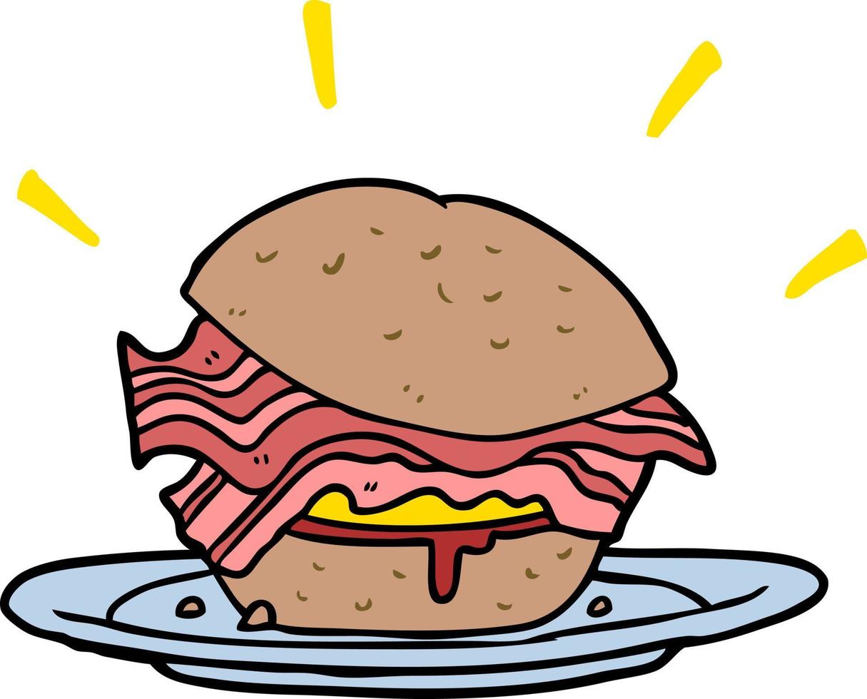 sándwich de tocino de dibujos animados vector