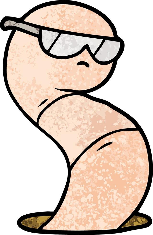 Retro grunge texture cartoon cute worm vector