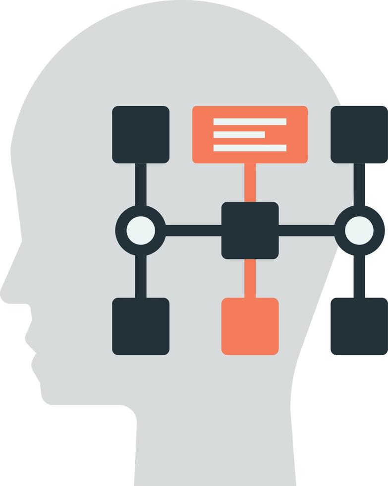 human head and connection illustration in minimal style vector