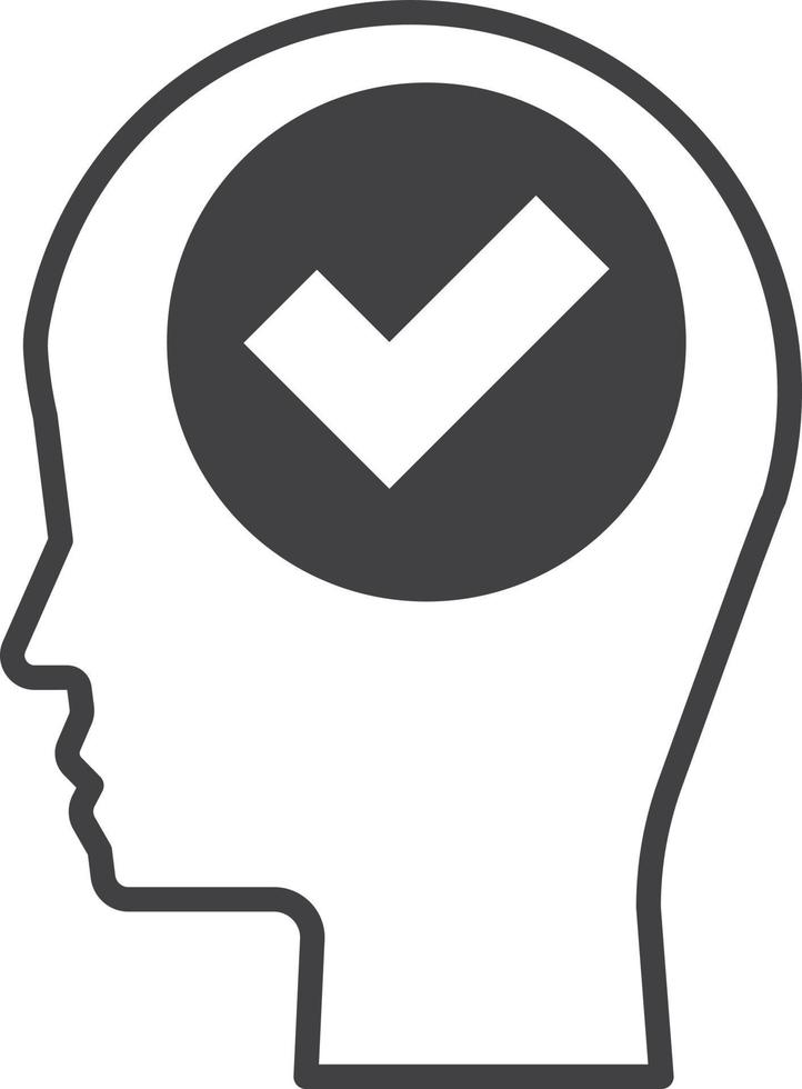 human head and check mark illustration in minimal style vector