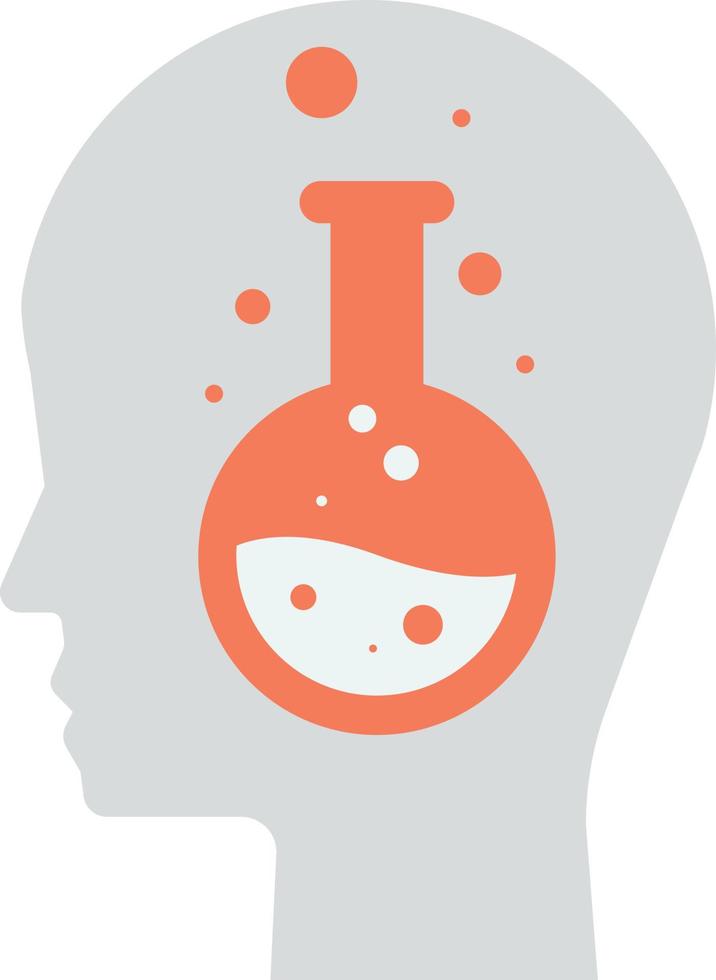 human head and Chemistry lab flask illustration in minimal style vector