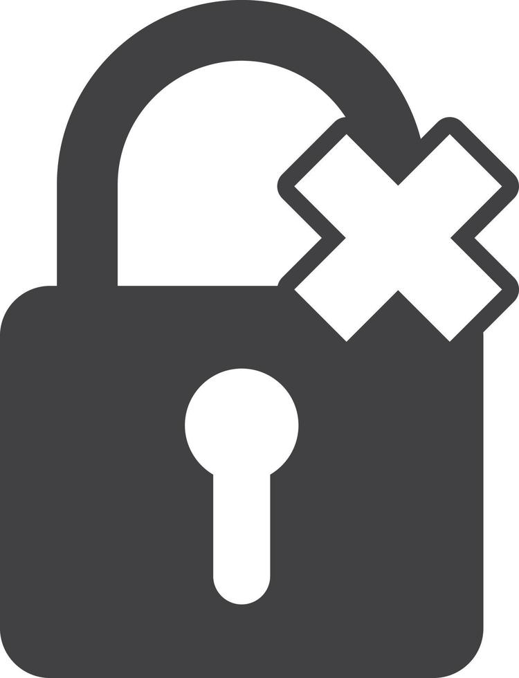 padlock and wrong mark illustration in minimal style vector