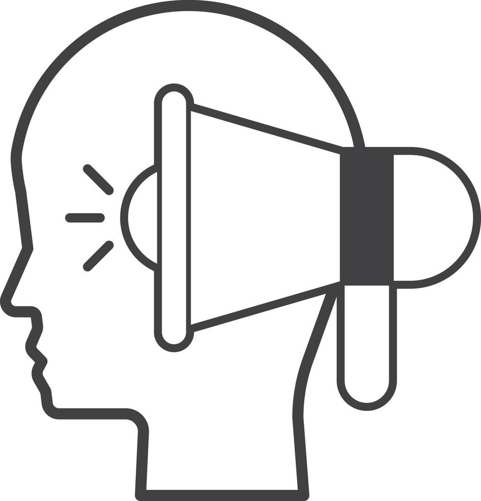 human head and megaphone illustration in minimal style vector