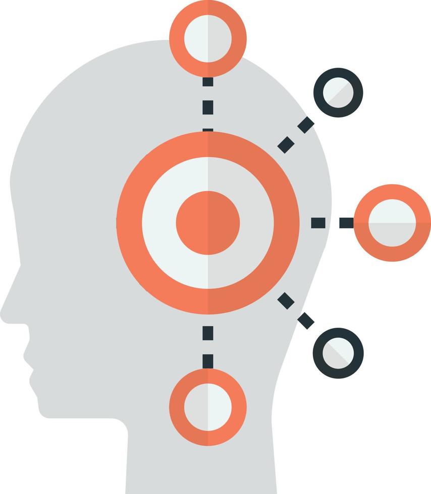 human head and connection illustration in minimal style vector