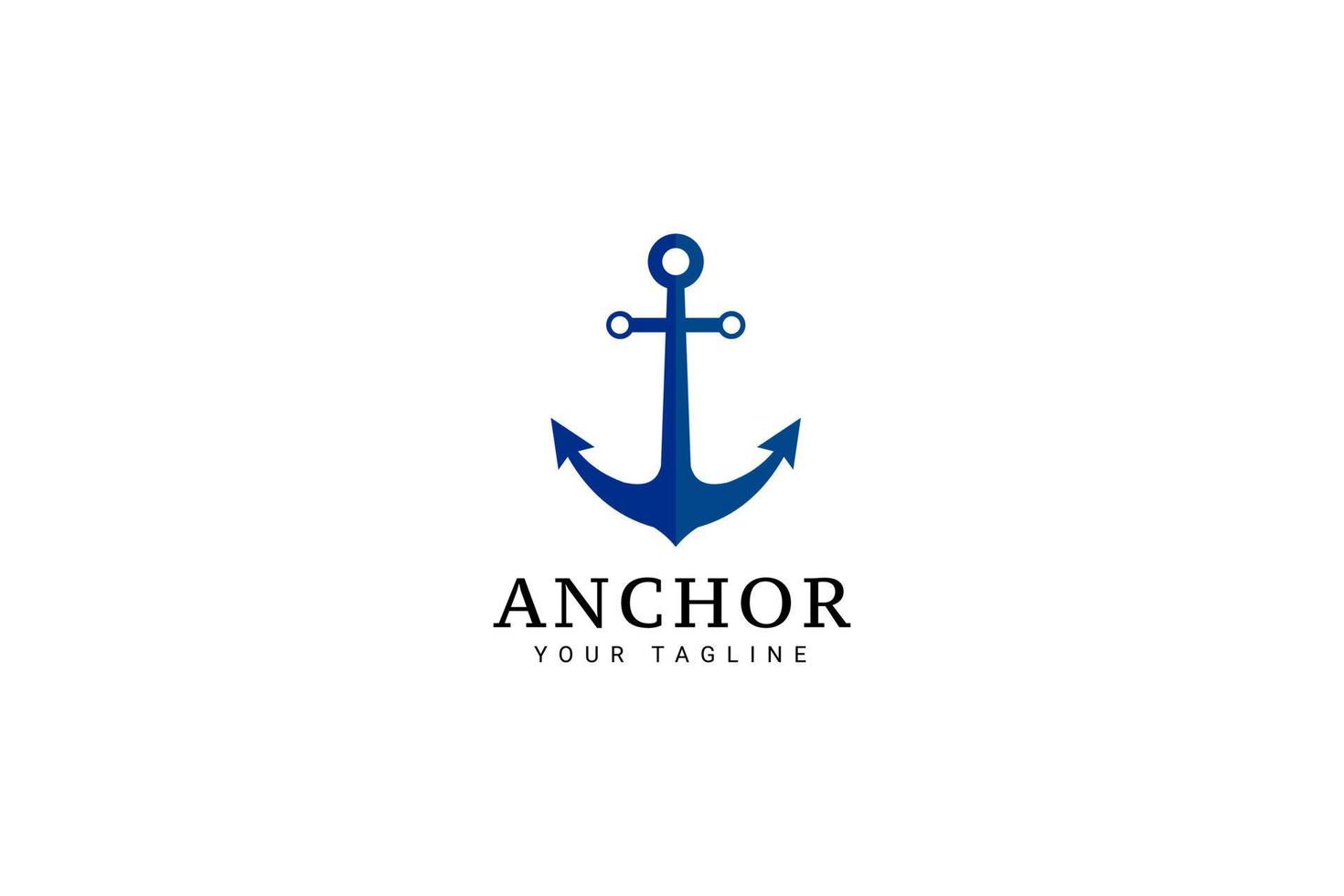 Simple Mono Line Art Anchor For Boat Ship Marine Navy Nautical Logo Design Vector