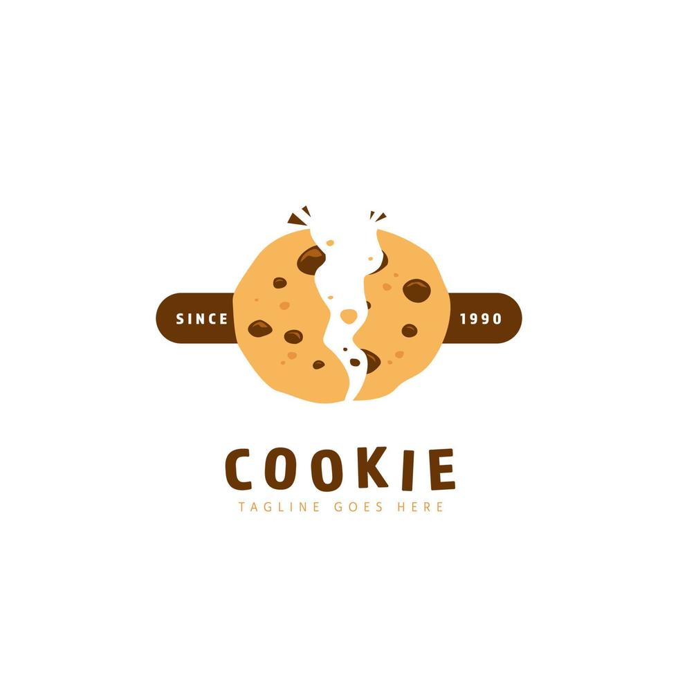 vector de icono de logotipo de cookie dividida