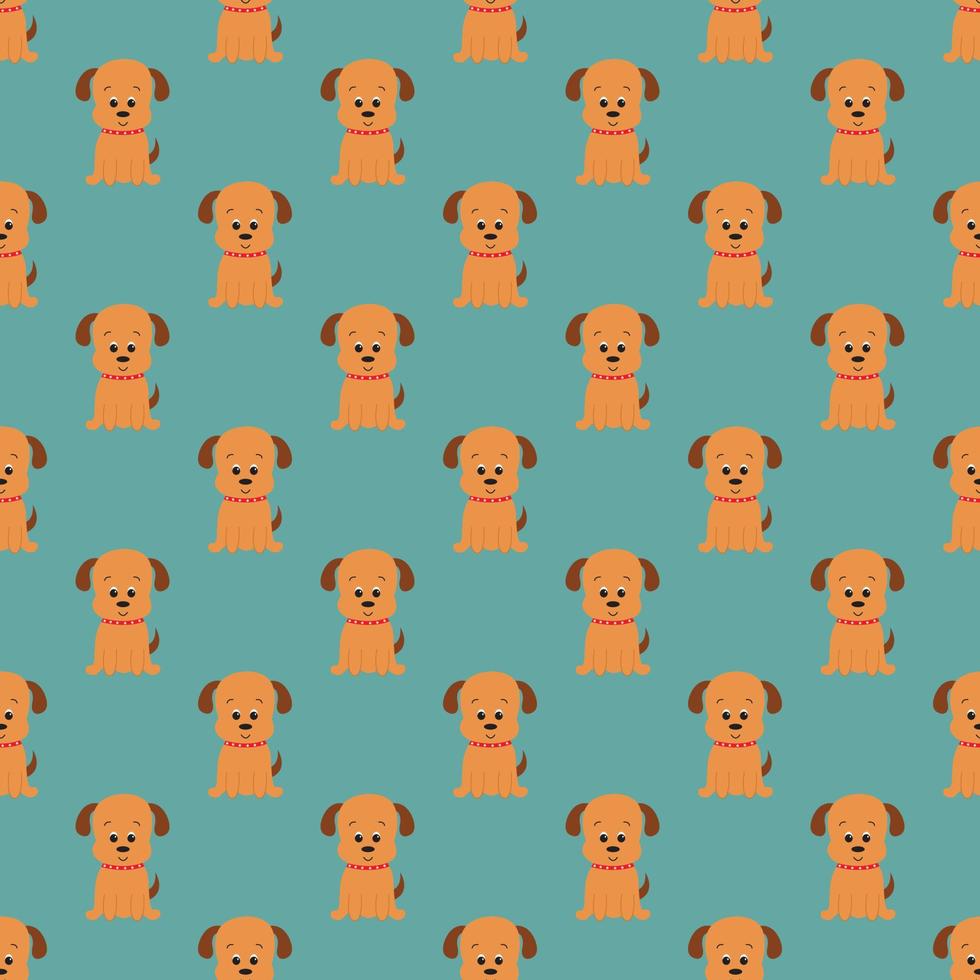 Seamless pattern with cute cartoon dog. Vector illustration.