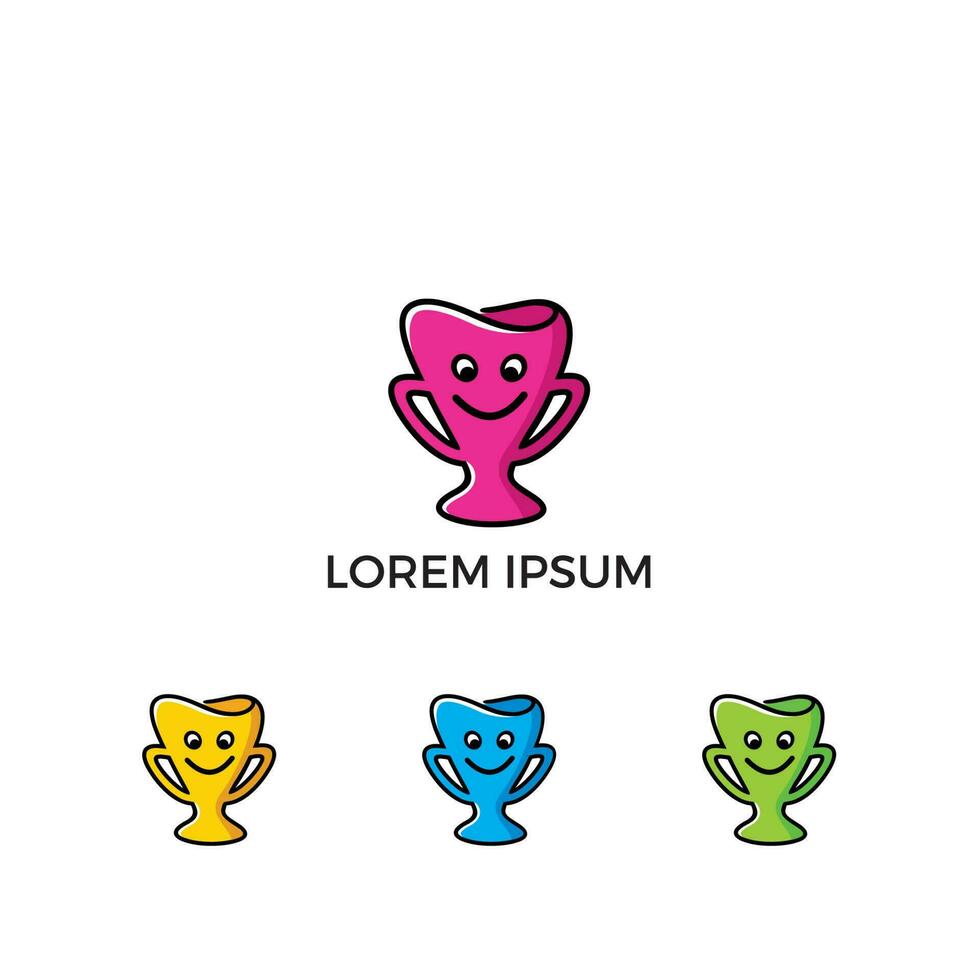 Fun Trophy logo illustration design vector set