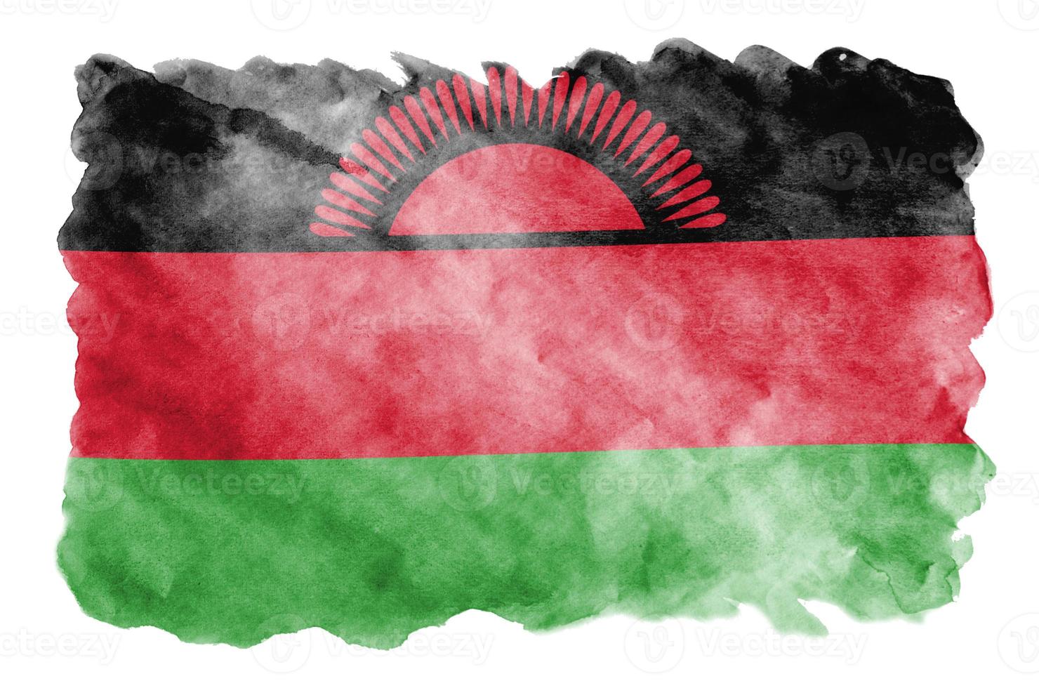 Malawi flag is depicted in liquid watercolor style isolated on white background photo