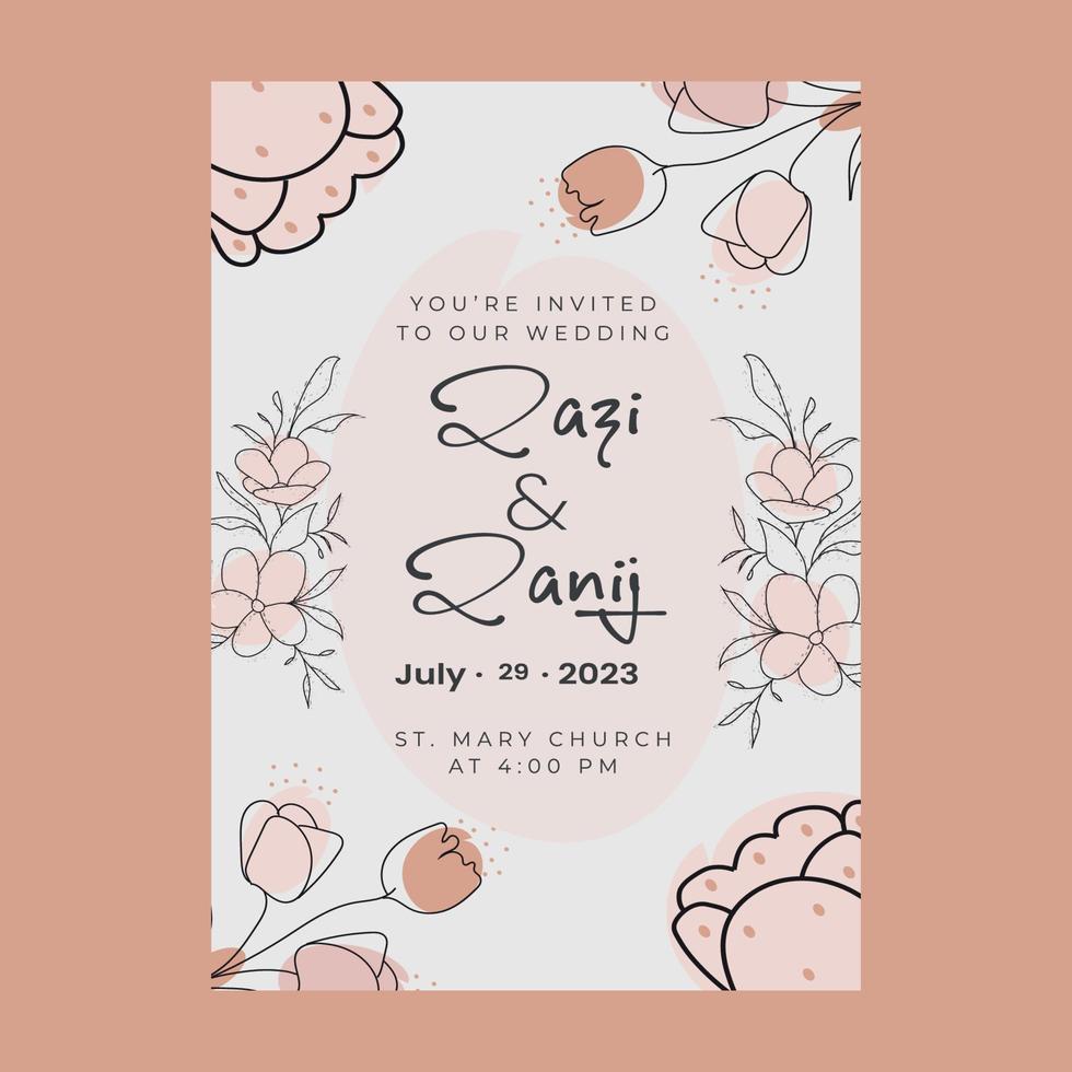 Flowers Background Wedding Invitation Card Free Vector