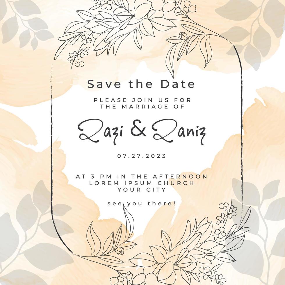 Flowers Background Wedding Invitation Card Free Vector