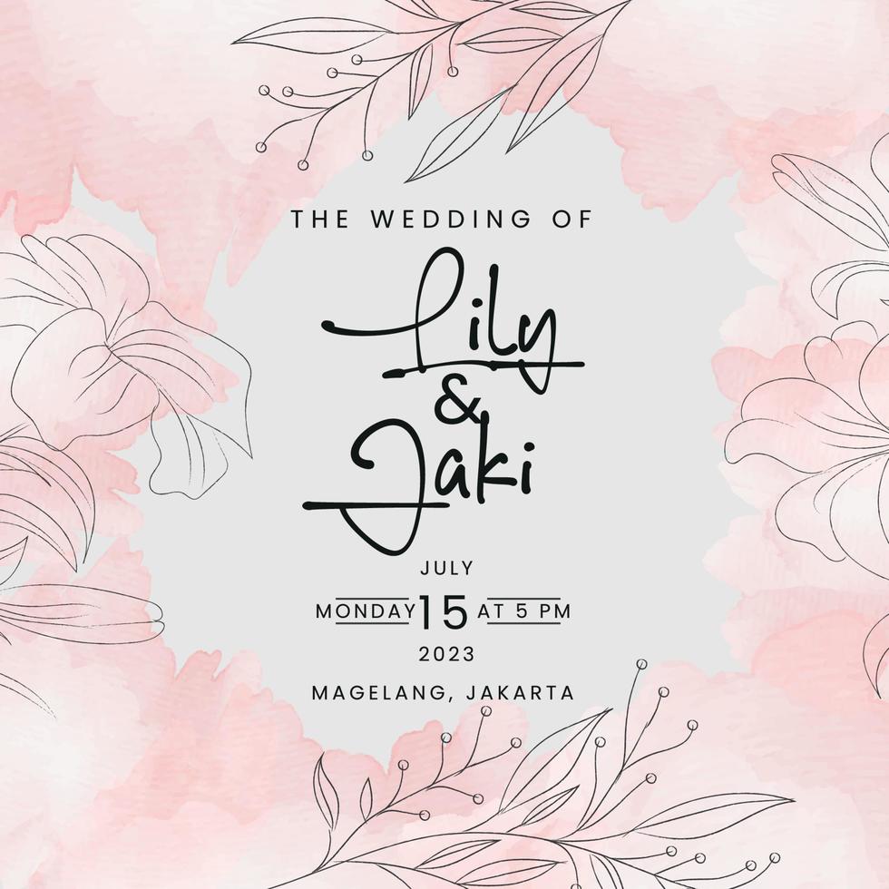 Flowers Background Wedding Invitation Card Free Vector