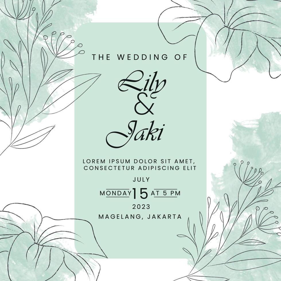 Flowers Background Wedding Invitation Card Free Vector