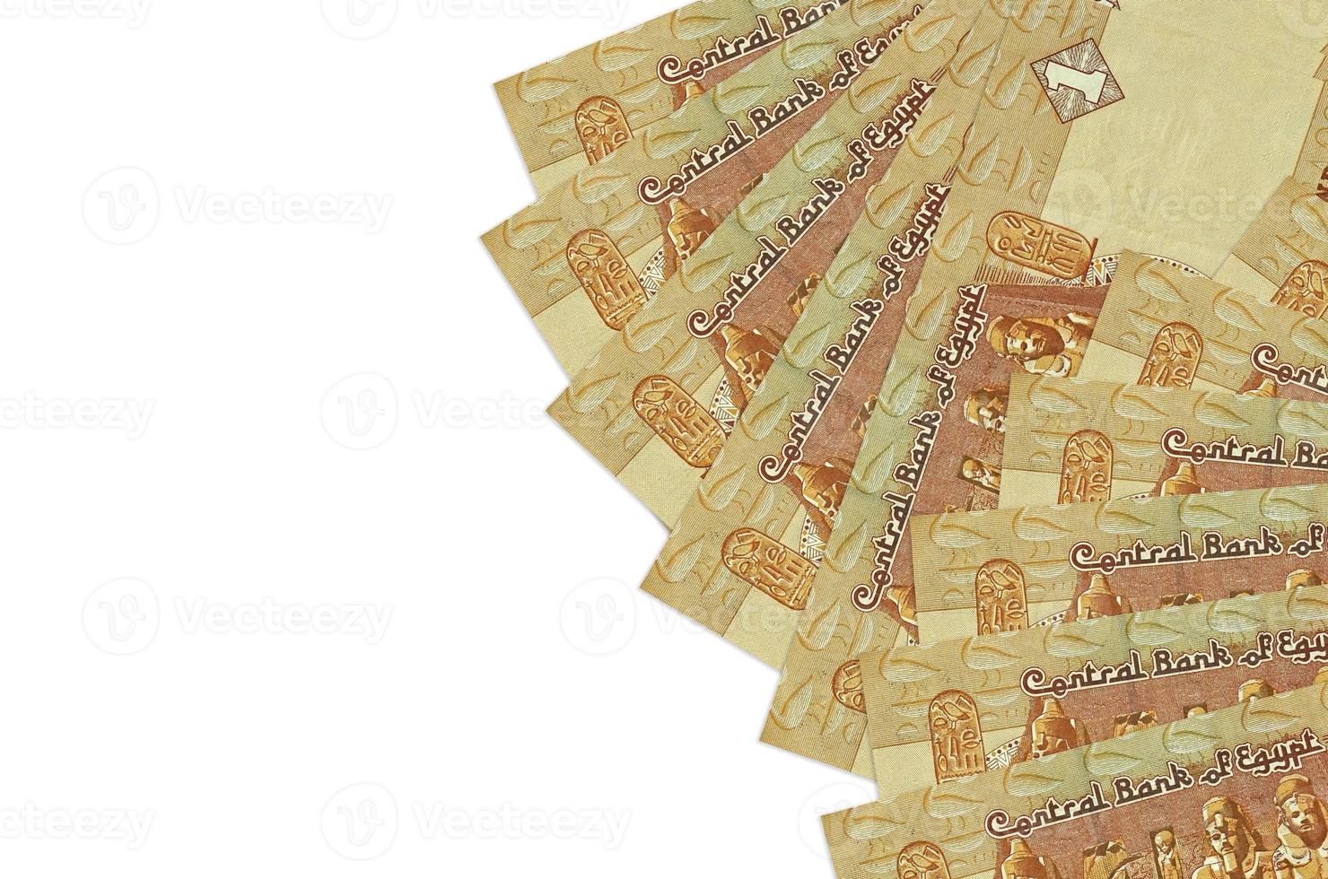 1 Egyptian pound bills lies isolated on white background with copy space. Rich life conceptual background photo