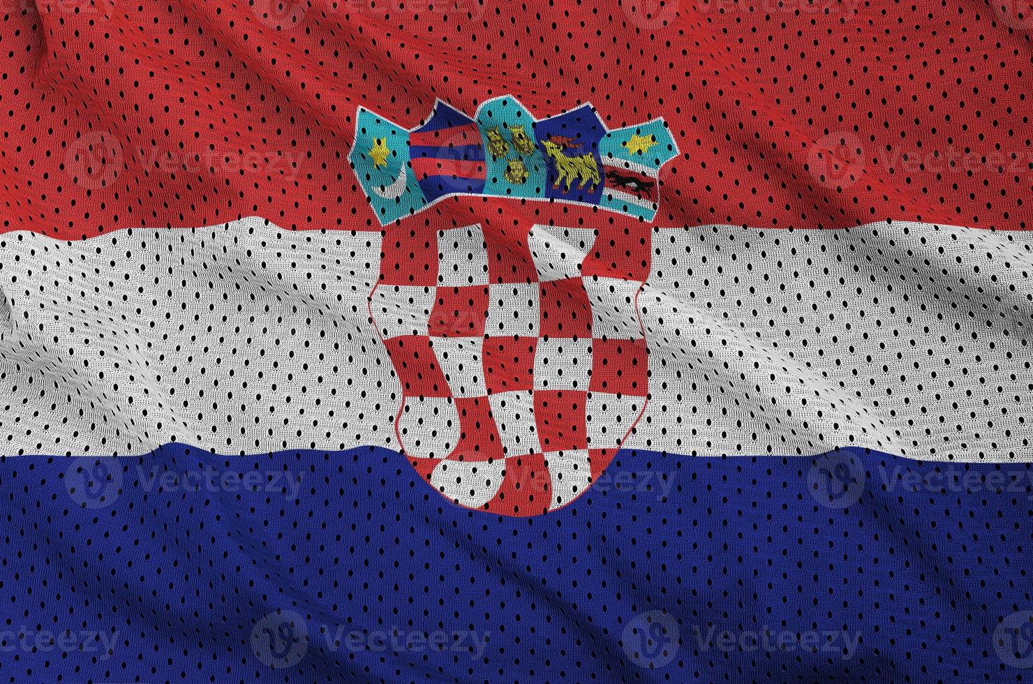 Croatia flag printed on a polyester nylon sportswear mesh fabric photo