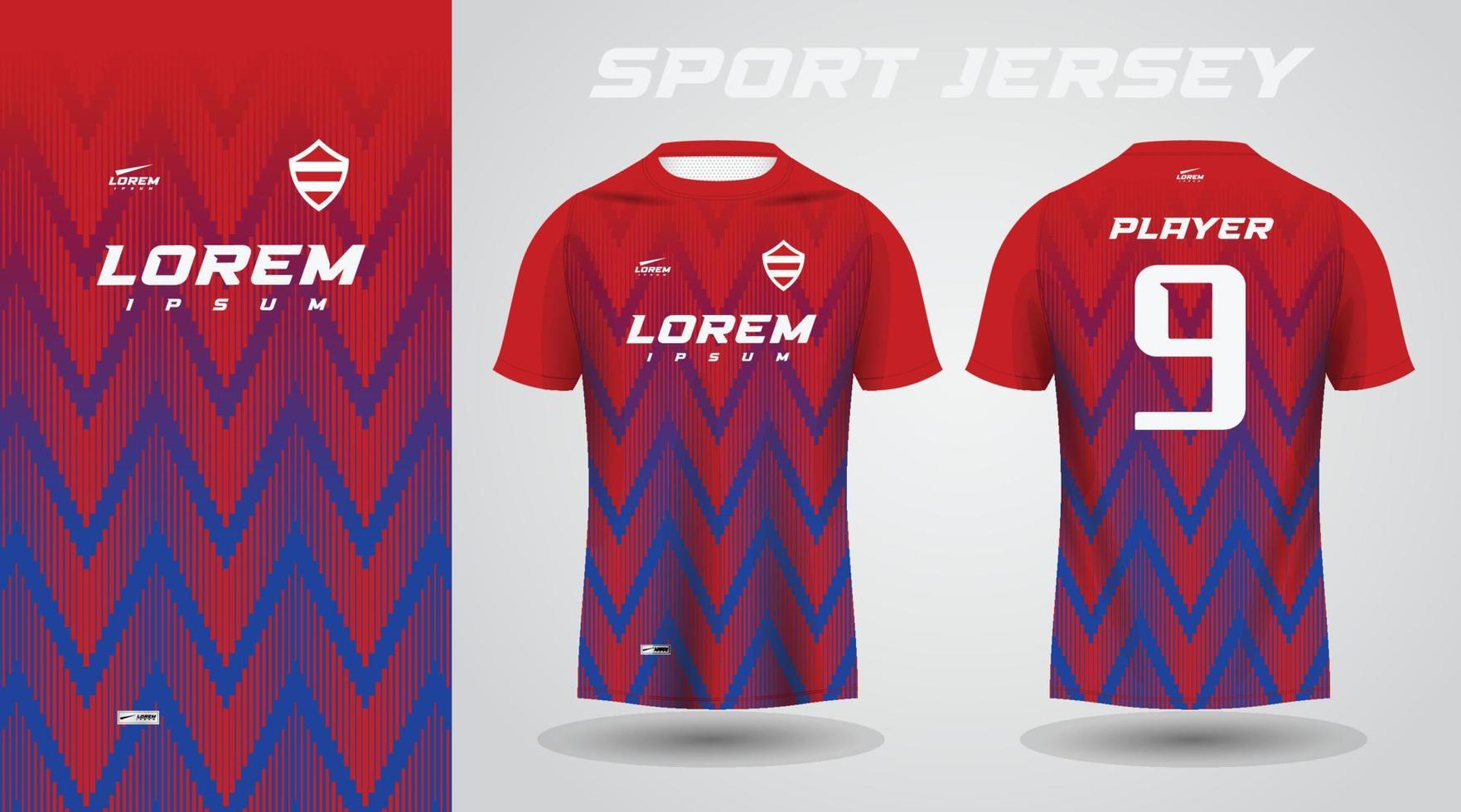 diseño de jersey deportivo de camisa roja azul vector