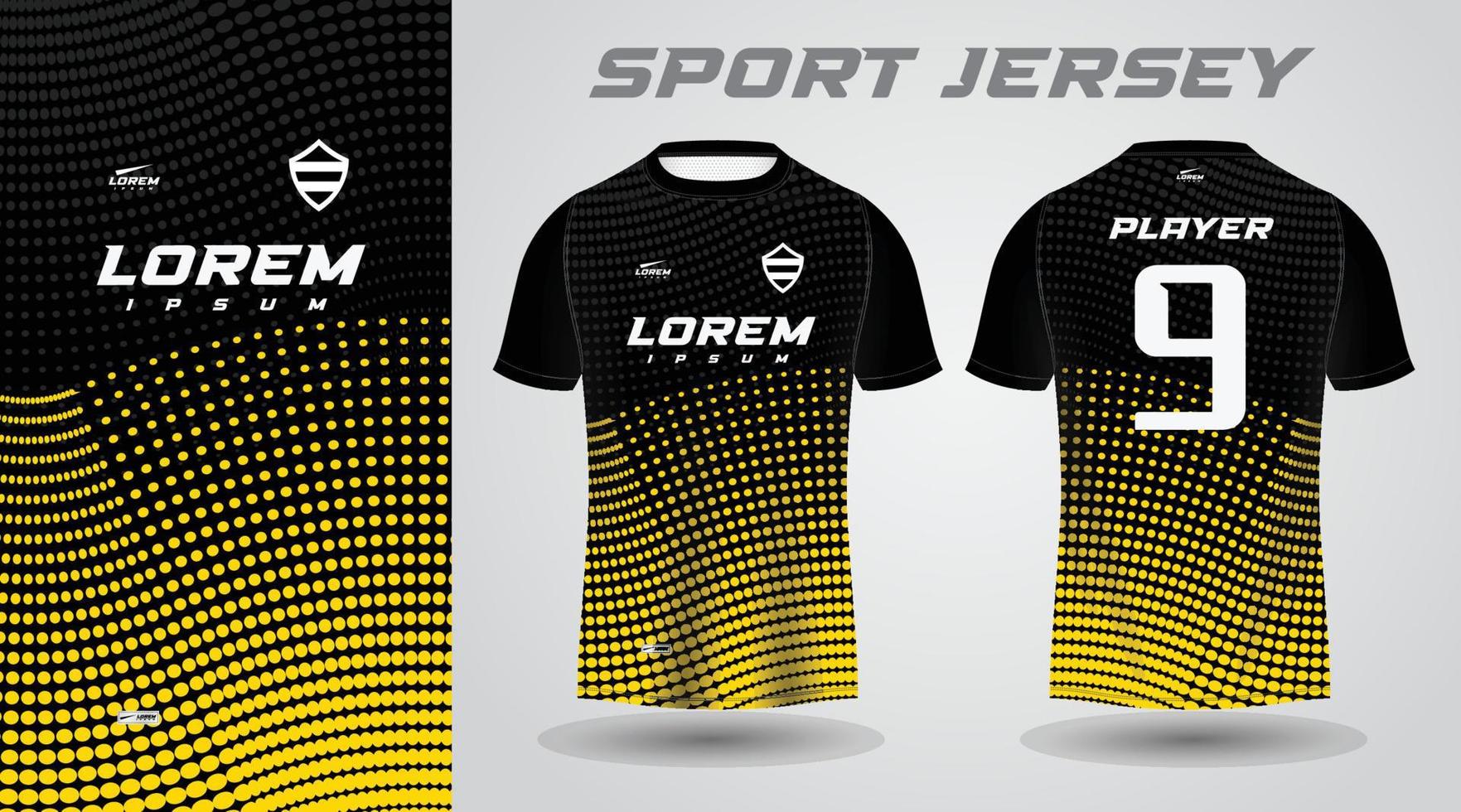 diseño de jersey deportivo de camisa negra amarilla vector