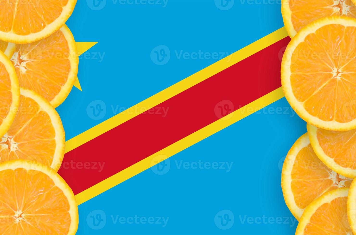 Democratic Republic of the Congo flag in citrus fruit slices vertical frame photo
