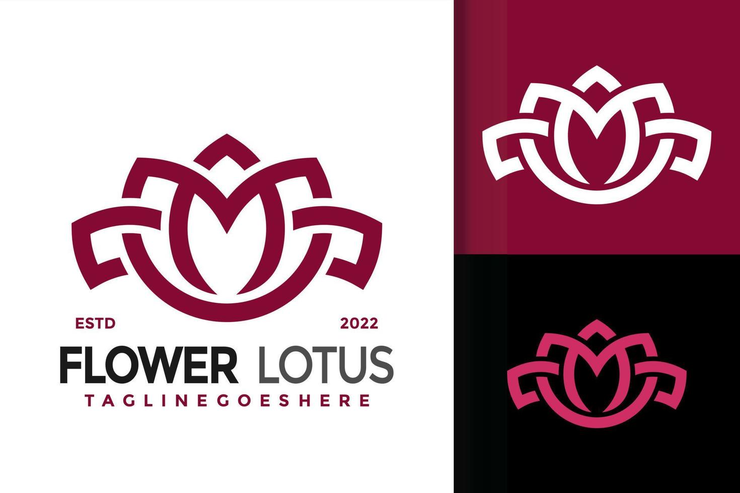 M Lotus Flower Logo Design, brand identity logos vector, modern logo, Logo Designs Vector Illustration Template