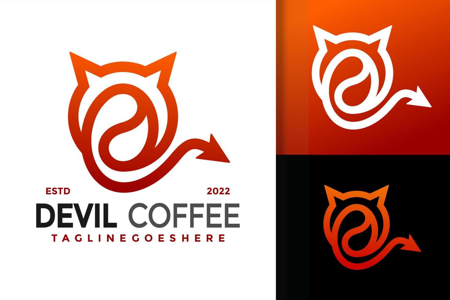 diseño de logotipo de café diablo, vector de logotipos de identidad de marca, logotipo moderno, plantilla de ilustración vectorial de diseños de logotipos