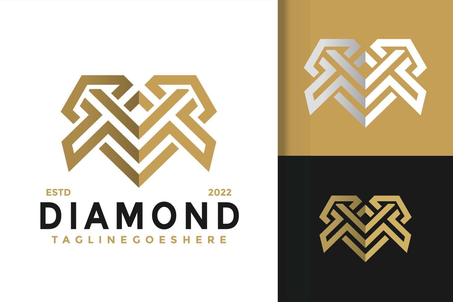 letra m diseño de logotipo de diamante, vector de logotipos de identidad de marca, logotipo moderno, plantilla de ilustración vectorial de diseños de logotipos