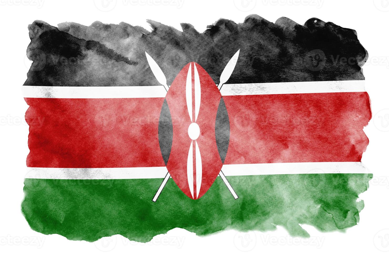 Kenya flag is depicted in liquid watercolor style isolated on white background photo